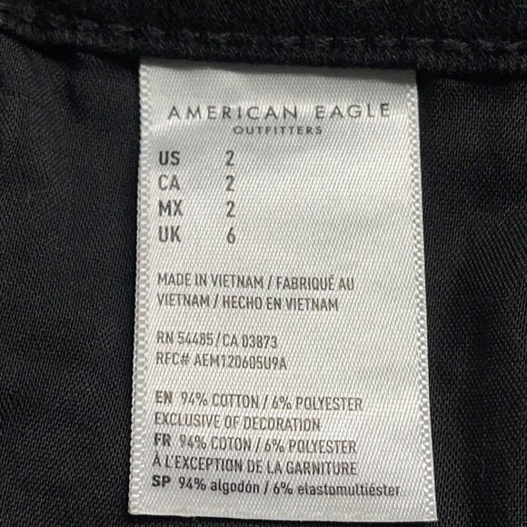 American Eagle Outfitters SIZE 2 Faded Black Denim Button Front Seamed Skirt - Picture 3 of 3